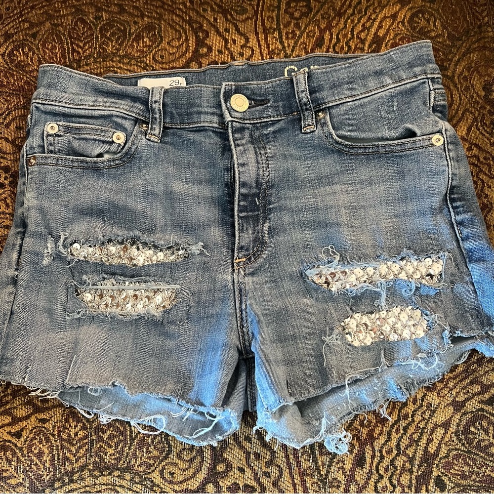 Gap Distressed Cut-Off Sequin Shorts